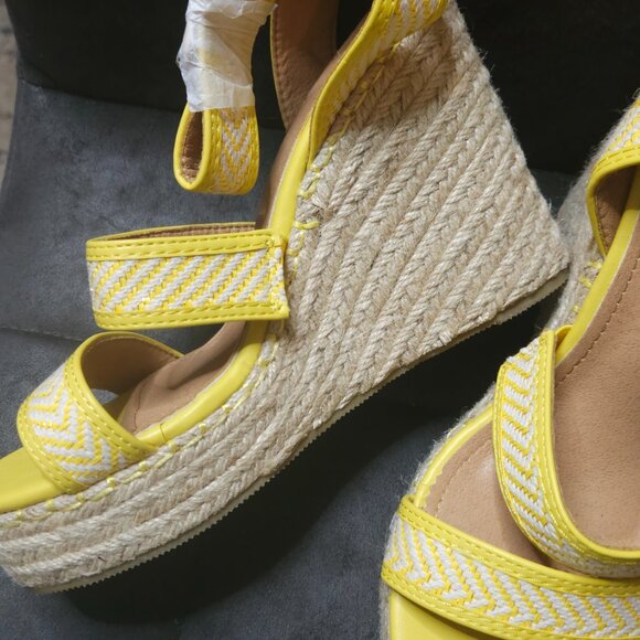 Bella Marie Yellow Espadrille Wedge Sandals | Strappy Braided Detail | Size 8 - Picture 4 of 5